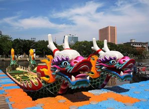 Heads of Dragons are Painted in Bright Colors