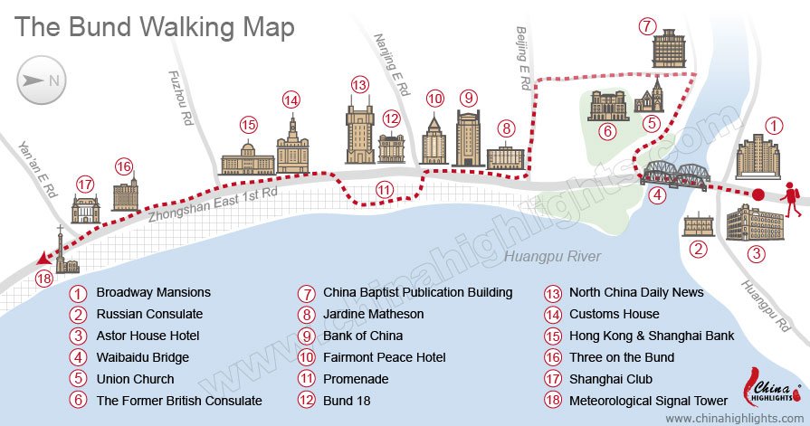 The Bund Walking Map, The Bund, Shanghai