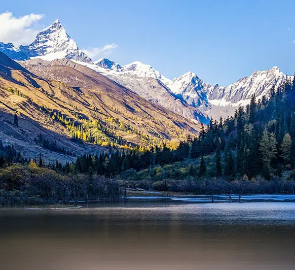 Snow Mountain and lake