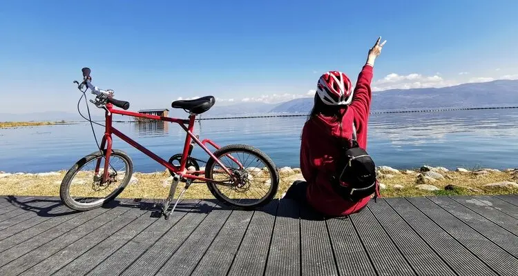 biking along the lake