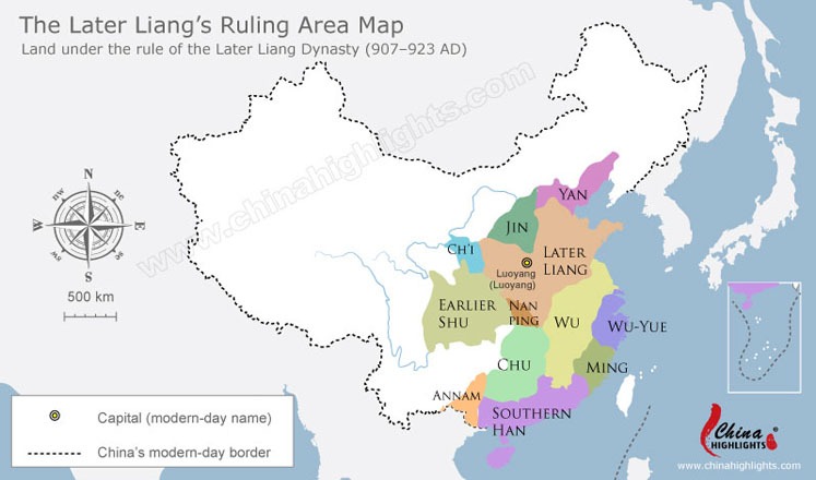 The Later Liang's Ruling Area Map