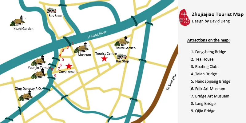 Map of Zhujiajiao Watertown