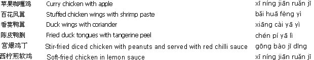 Chinese Food menu,Main Courses